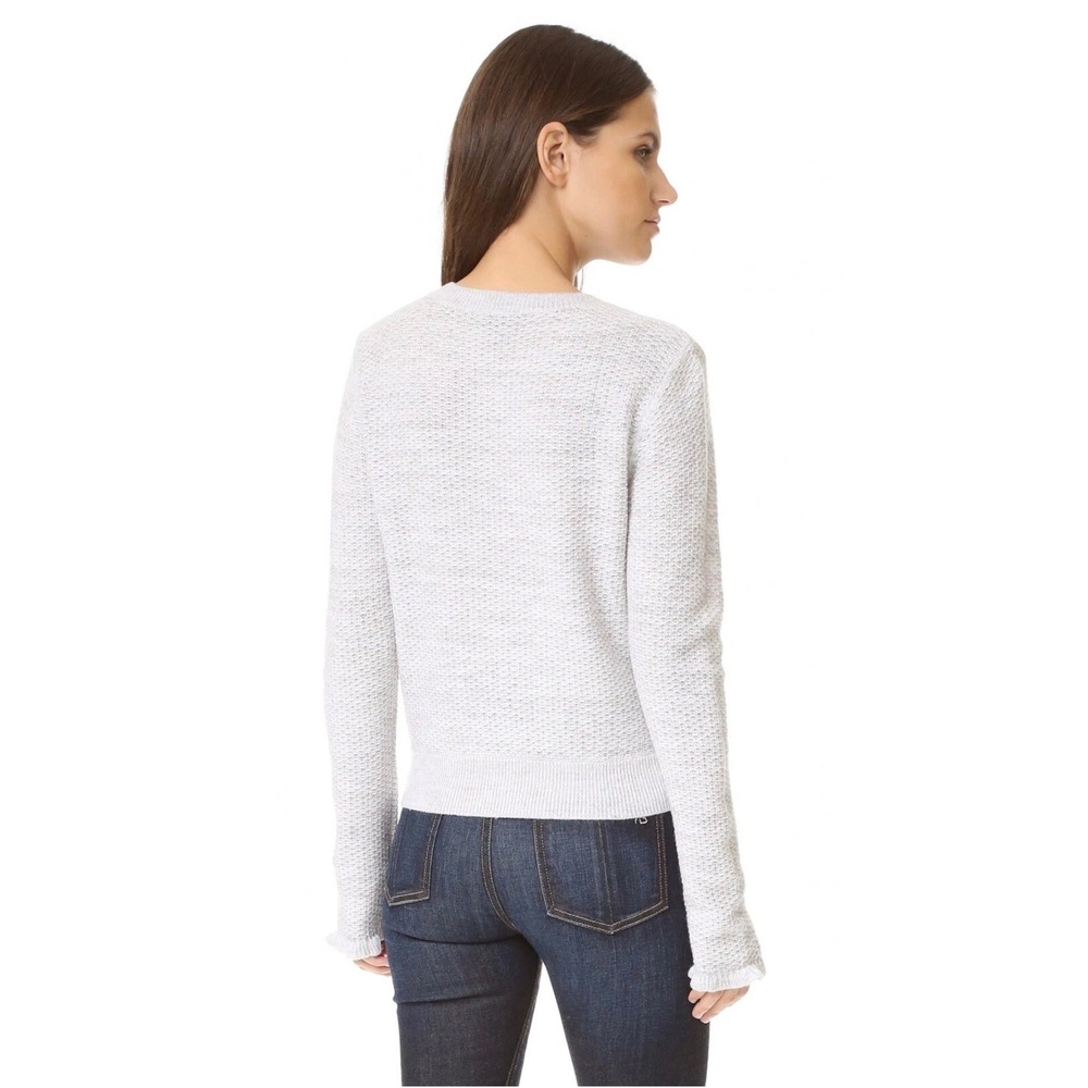 Club Monaco Lovelle Sweater Small Grey Merino Wool Ruffle Cable Knit Pullover - Picture 3 of 10